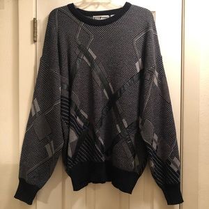 Vintage Grandpa Sweater w/ Leather Details